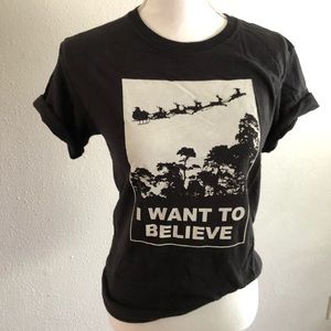 B&W graphic tee holiday Christmas. small